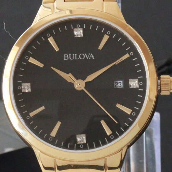 Bulova Ladies Diamond Accent Gold Tones Quartz Watch 32mm - Picture 9 of 13